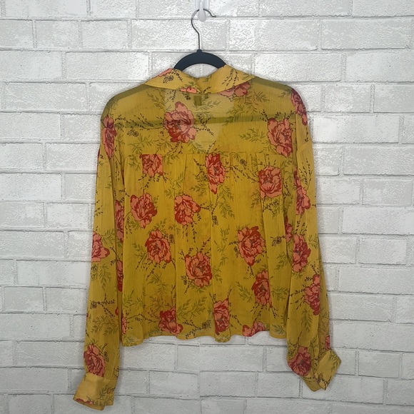 Lumiere Floral Button Up Mustard Shirt - Picture 7 of 13